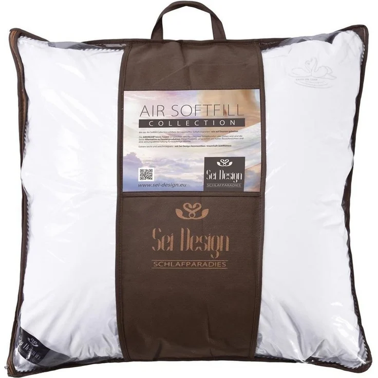 SEI Design Kopfkissen 2-er PackKopfkissen Air Softfill Collection SWAN DE LUXE 80x80 Bezug, Füllung: 100% Polyester Mikrofaser, Bezug: 100% Baumwolle, Seitenschläfer, Rückenschläfer, Bauchschläfer, 2-er Pack, Mikrofaserfüllung Baumwollbezug 2x Reißvers... – Bild 3