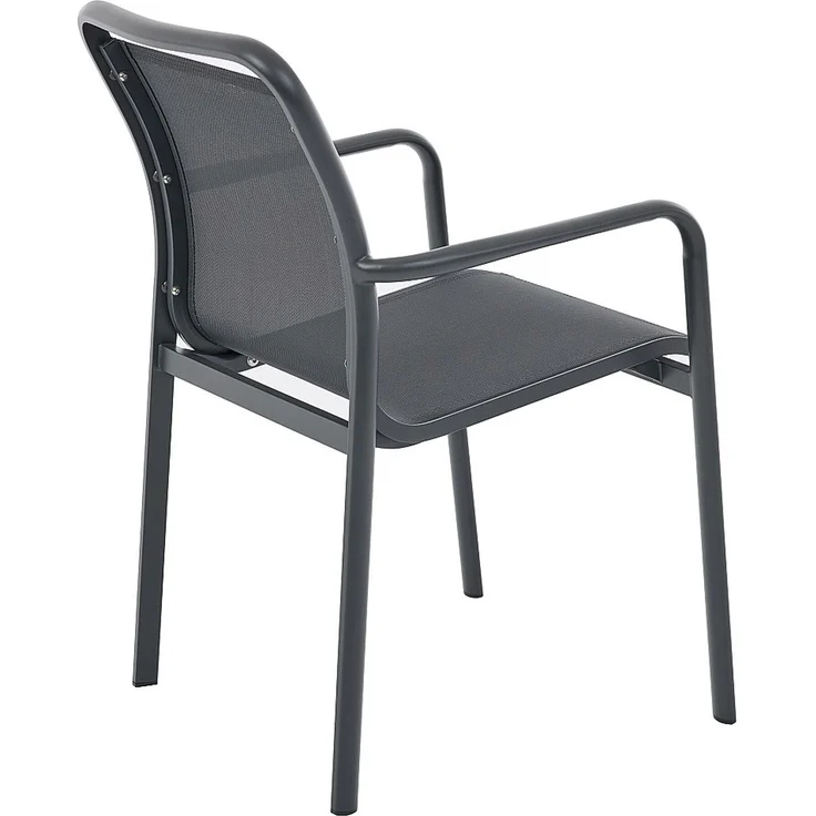 Vente-unique - 2er-Set Stapelbare Gartenstühle aus Aluminium und Textiline - Dunkelgrau - VELYRA von MYLIA – Bild 7