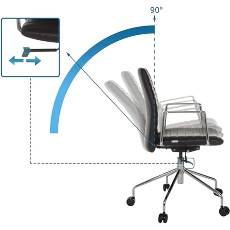 MID.YOU Drehstuhl, Schwarz, Drehstuhl aus Lederlook mit Armlehnen, 58x93 - 101x59 cm – Bild 4