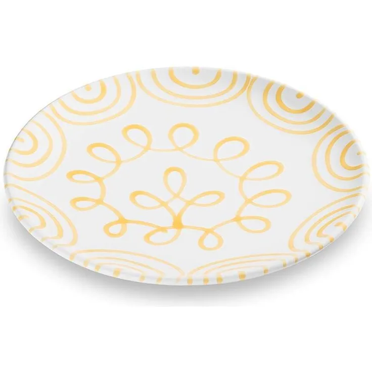 Gelbgeflammt, Speiseteller Cup (Ø 25cm) - Gmundner Keramik Speiseteller - Mikrowelle geeignet, Spülmaschinenfest