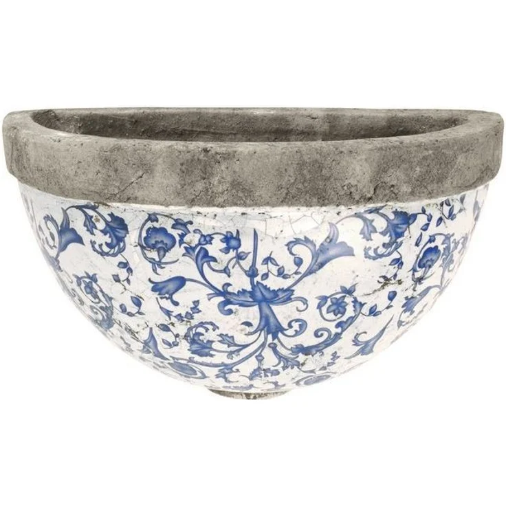 Aged Ceramic Wand Halbschale aus krakelierter Keramik in blau weiß – Bild 3