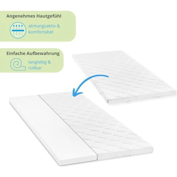 sleepling ergonomischer Komfortschaum Topper, 90 x 190 cm, für alle Matratzen, weiß, Allergiker geeignet, 6 cm hoch – Bild 4