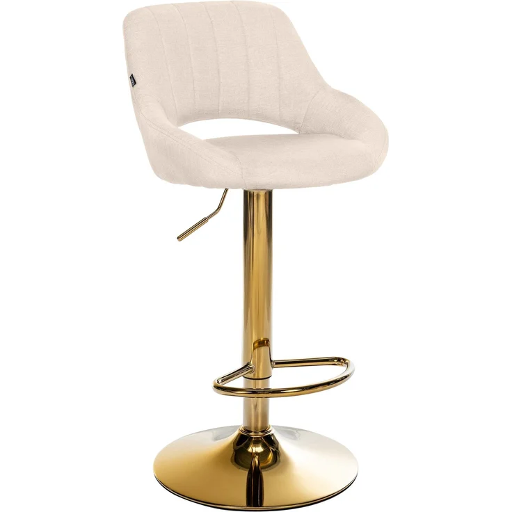 CLP Barhocker Milet Stoffbezug höhenverstellbar drehbar mit Rückenlehne,creme gold – Bild 1