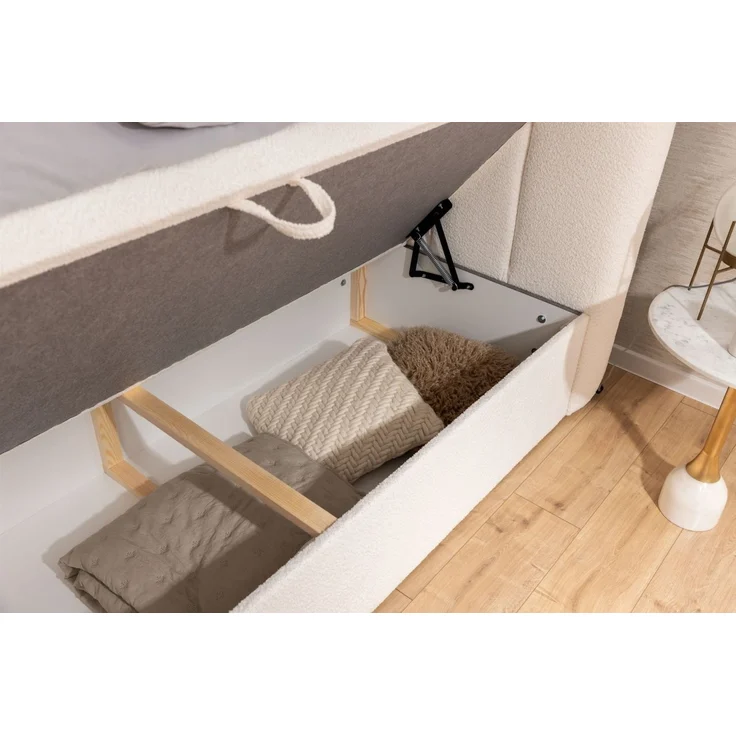 Boxspringbett Schlafzimmerbett DENIS 120x200cm Stoff Catch Me Braun – Bild 3