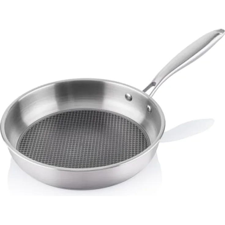 ETA Edelstahl-Induktionspfanne I Honeycomb I Pfanne 28 cm I Induktiongeignet I Edelstahl 18/10 I antihaftbeschichtet I spülmaschinenfest