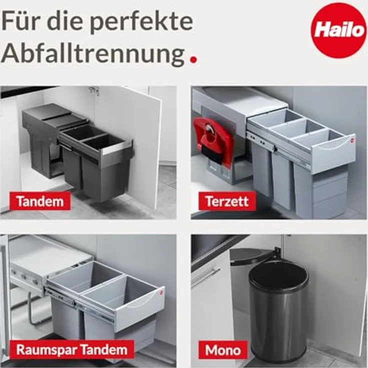 HAILO 3642-13 Abfallsorter 35 (18 + 2x8,5) Liter RAUMSPAR TANDEM ab 40 cm Schrankbreite – Bild 8
