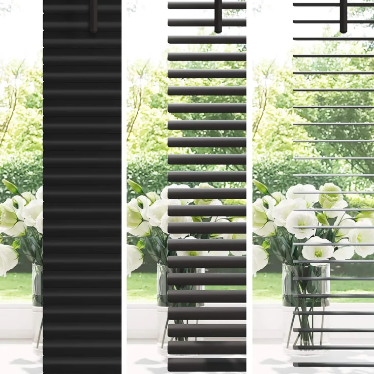 vidaXL Venezianische Jalousie Schwarz 213 x 50 cm 25 mm PVC 42003746 – Bild 4