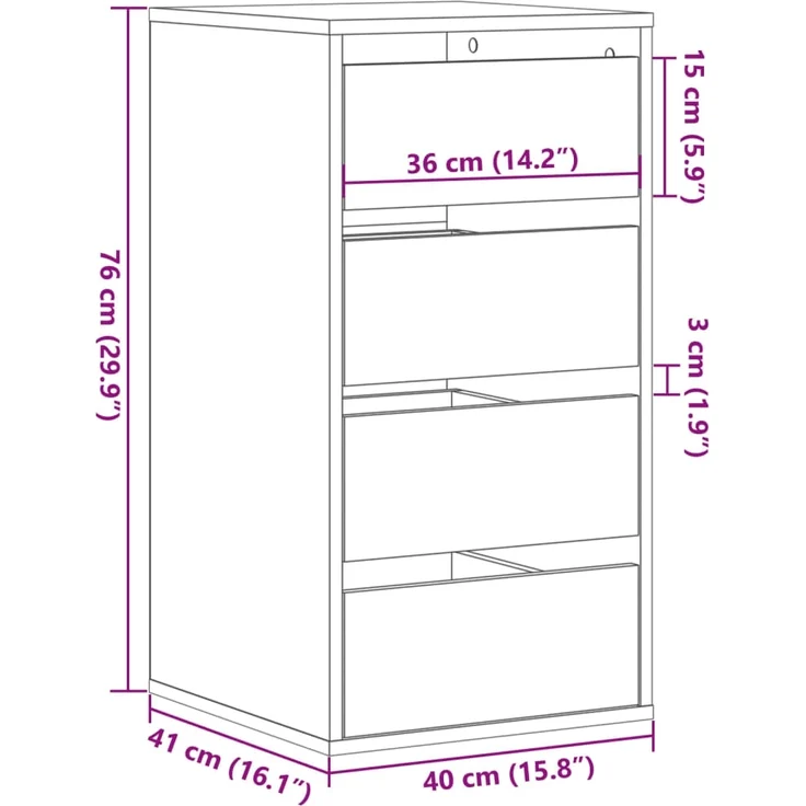 vidaXL Kommode Grau Sonoma 40x41x76 cm Holzwerkstoff 852866 – Bild 9