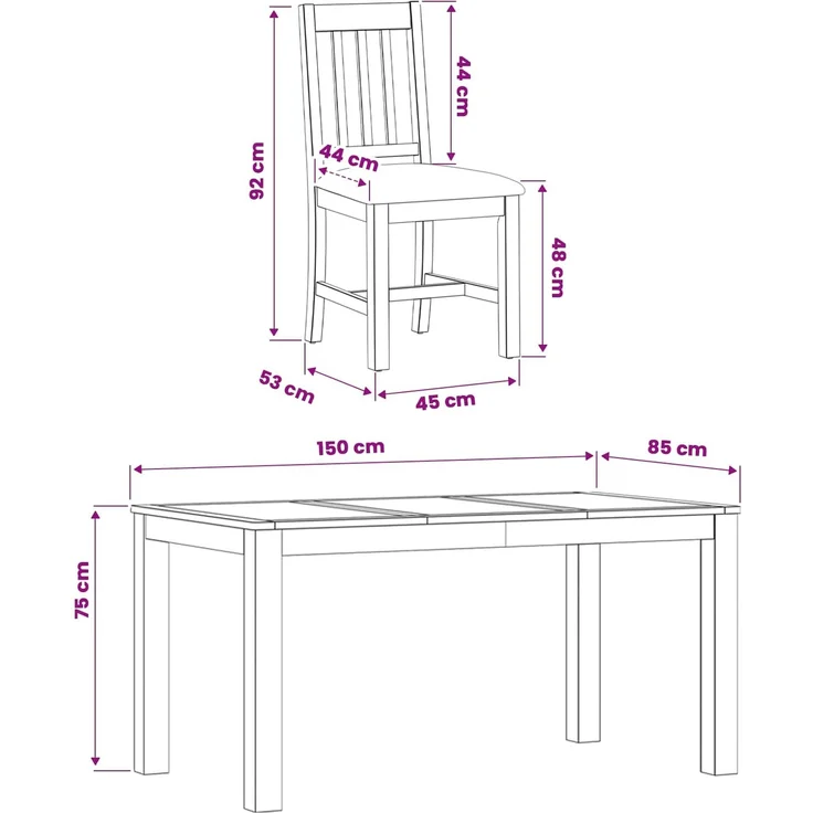 vidaXL Essgruppe VENLO 5 stk. Grau 150 x 85 x 75 cm Massivholz Eiche 3430347 – Bild 8