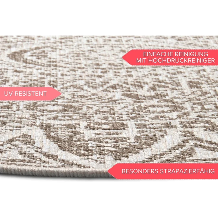 HANSE Home Teppich Lilja Wendeteppich, rund, Höhe: 5 mm, In-& Outdoor, beidseitig, Wetterfest, Balkon, Garten, Wohnzimmer – Bild 2