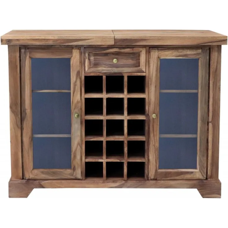 Barschrank 120x90x50 aus indischem Sheesham-Massivholz