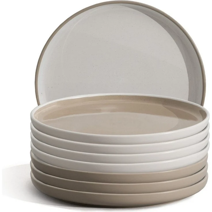 Hausfelder Geschirr-Set Steingut Dessertteller 8 Personen, 8teilig, Shadow Stone/Nordic Sand (8-tlg), 8 Personen, Steinzeug, spülmaschinen- & mikrowellengeeignet, Reaktivglasur – Bild 1