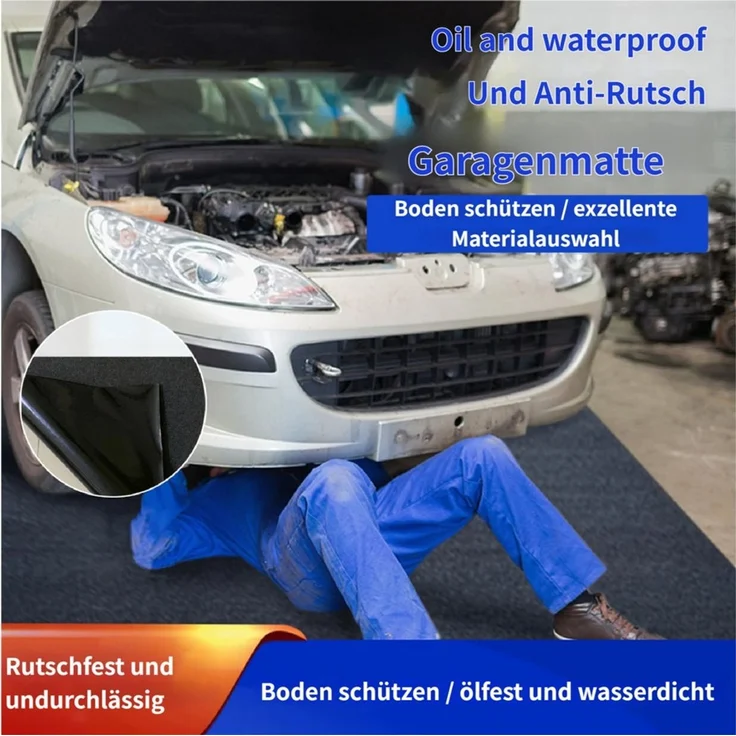 Rutaqian Bodenschutzmatte Ölauffangmatte für Werkstatt und Garage 520x223 cm, Garagenboden Matte, Schneidbarer Ölspritzmatte mit Rutschfestem Rücken, Aus Filz – Bild 4