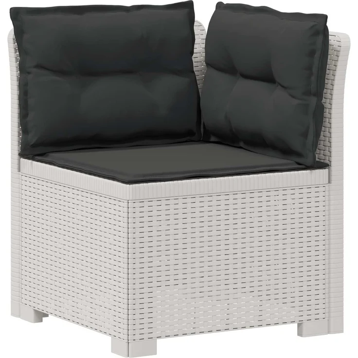 vidaXL 6-Sitzer Garten Sofa mit Kissen Rattan Look PP Weiß 3444131 – Bild 5