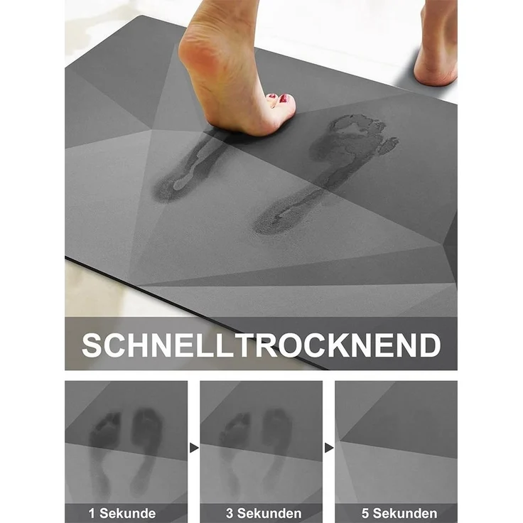 FELIXLEO Badematte Badematte Rutschfester Badezimmerteppich - 40x60cm (Grau, Modern), Polyester – Bild 2