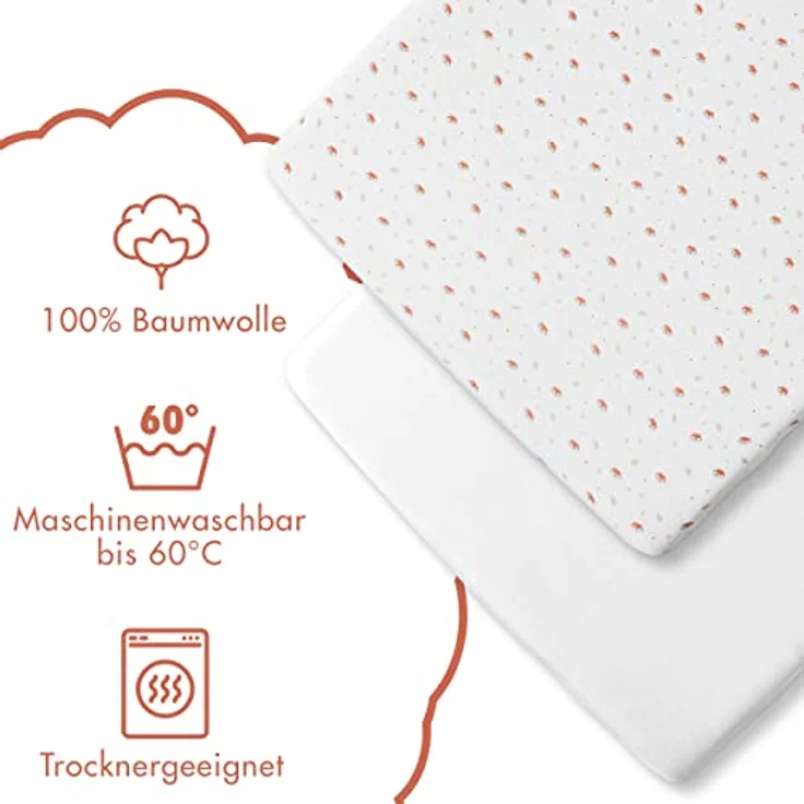 Koru Kids Spannbettlaken Motiv Fuchs, passend zu Kinderbettwäsche Fuchs, 100% Baumwolle, Gummizug: Rundum-Gummizug, (2 Stück), Liebevolles Design mit kleinen Füchsen und Sternchen – Bild 6