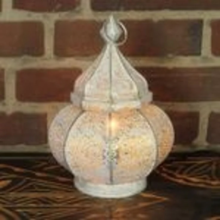 Orientalische Tischlampe Fahid LN2080 – Shabby Weiß-Gold, Handgefertigte Bodenlampe aus Metall, 30 cm Höhe x 18 cm Durchmesser – Bild 2