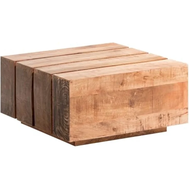 Rustikaler Couchtisch Dakota im Balkendesign – 70x70 – Wohnzimmertisch aus Massivholz – Bild 1