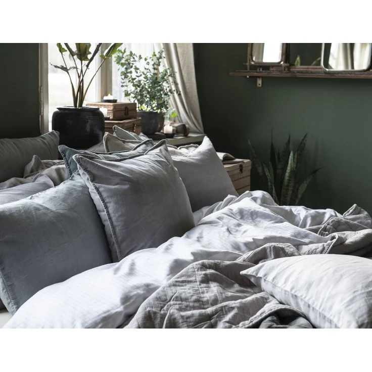 Ib Laursen - Kissenbezug Grau Ash Grey 52x52cm Samt Velour 6230-74 Kissenhülle – Bild 2