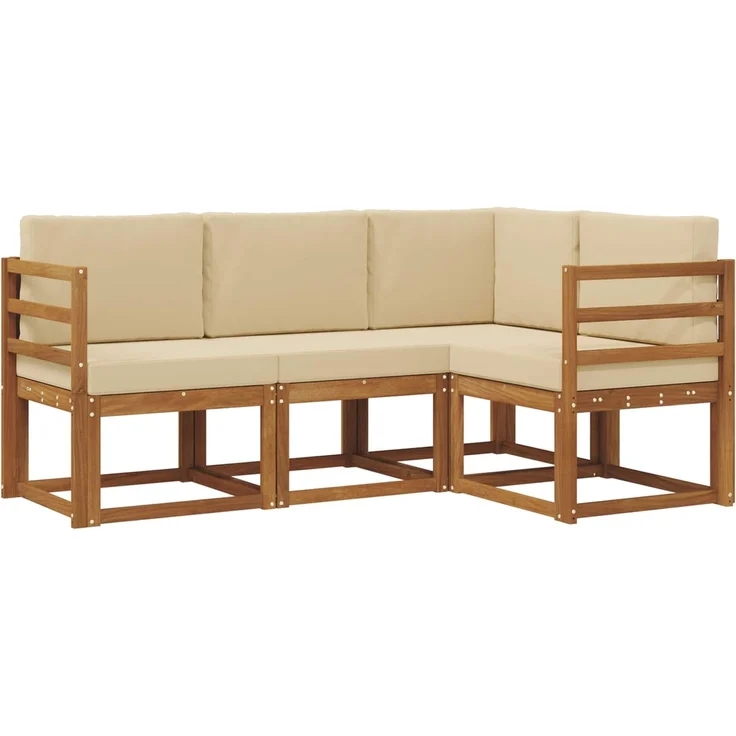 vidaXL Outdoor-Sofagarnitur mit Kissen 4 pcs Natur und Beige 3366311 – Bild 2