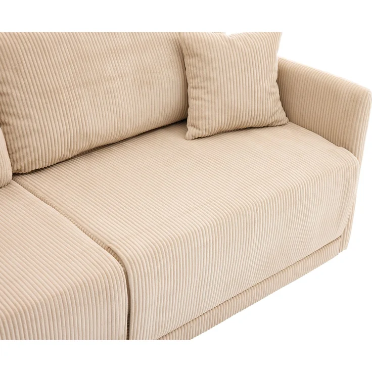 ZUBALIYA Schlafsofa 69.00x23.00 cm, mit Cordbezug, für Wohnzimmer und Apartments, mit stabilem Untergestell, Beige – Bild 23
