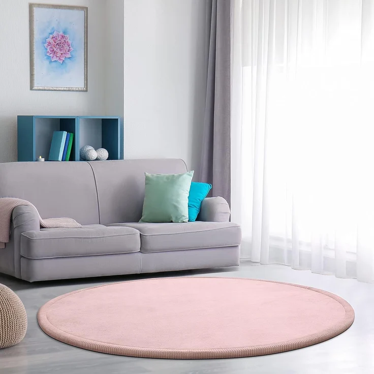 Paco Home Teppich Kinderzimmer Kinderteppich Baby Spielteppich Krabbeldecke Krabbelmatte Weich rutschfest Jungen Mädchen Deko, Grösse:200 cm Rund, Farbe:Pink – Bild 1
