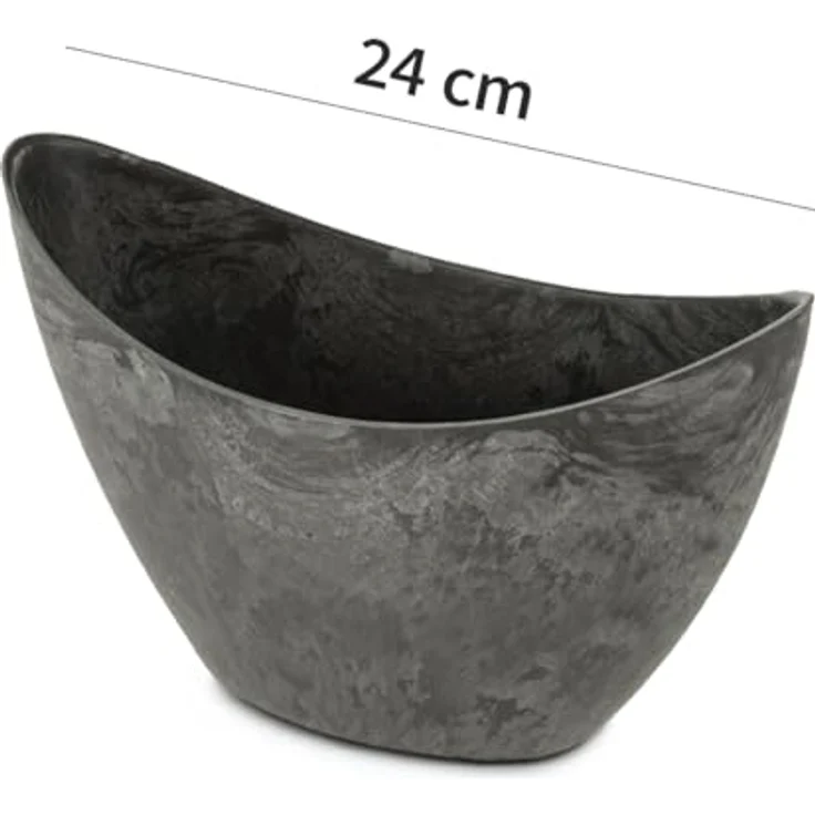 matches21 HOME & HOBBY Blumentopf Hohe Pflanzschalen oval 2er Set 20, 24 cm für draussen schwarz (2 St), Wetterfeste Vintage Blumen-Schalen als Dekoschalen Grabschmuck – Bild 4