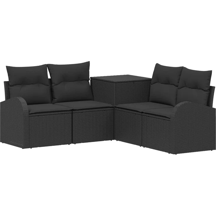 vidaXL Sofa Set 5 stk. Schwarz Polyrattan und Stahl 3447768 – Bild 2