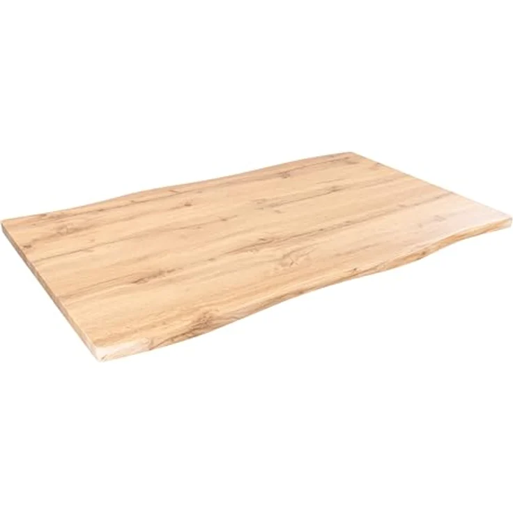 SAM Tischplatte Joan | 100 x 60 cm eckig | Holz | Farbe: Eiche | Baumkante | Holzplatte für Küche & Café – Bild 1