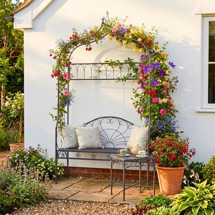 Relaxdays Rosenbogen mit Gartenbank – Bild 6