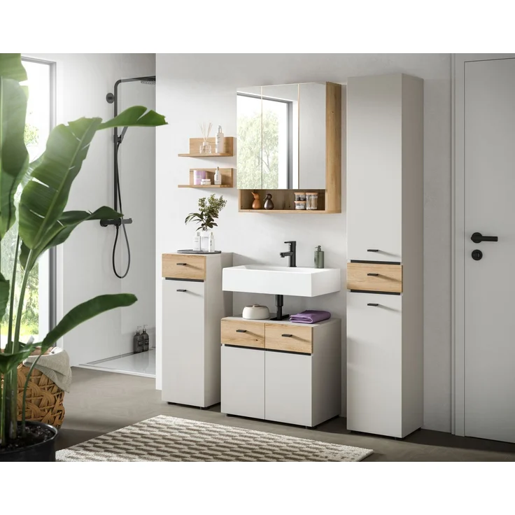 Aqua Waschbeckenunterschrank in Kaschmir Melamin – Bild 5