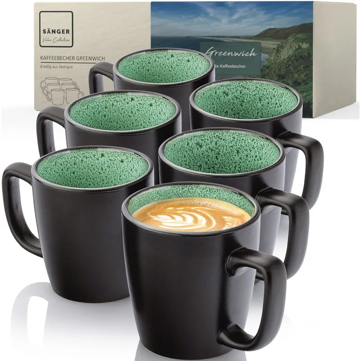 SÄNGER Steingut Kaffeebecher Greenwich 6 teilig für 6 Personen