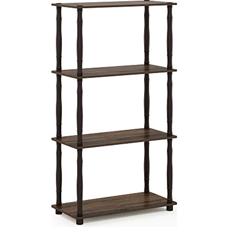 Furinno 4-Ebenen Mehrzweck-Regal mit klassischen Rohren, holz, Walnuss/Braun, 29. 46x59. 94x109. 86 cm – Bild 5