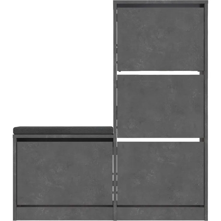 Calicosy Schuhschrank, Grau, Holzwerkstoff, 26x118.5x105 cm, Schuhaufbewahrung und Schuhkipper