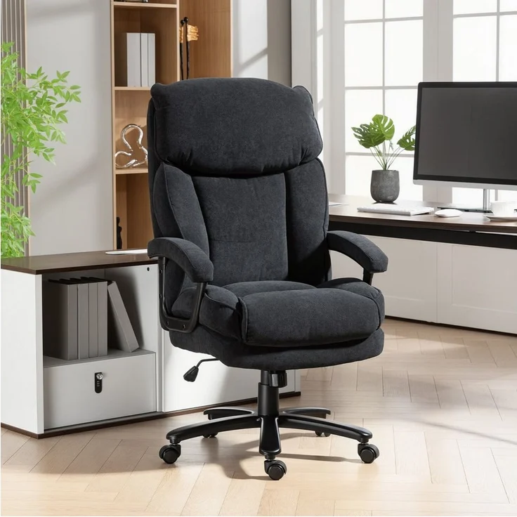 HOMCOM Bürostuhl Chefsessel mit Hoher Rückenlehne, Wippfunktion, Schreibtischstuhl (Set, 1 St), Belastbar bis 200 kg, hoher Rücken – Bild 1