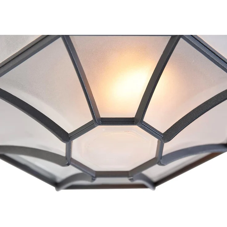 Qazqa Außen-Deckenleuchte Bri, ohne Leuchtmittel, E27, Dunkelgrau, Landhaus, Aluminium, 1-flammig – Bild 4