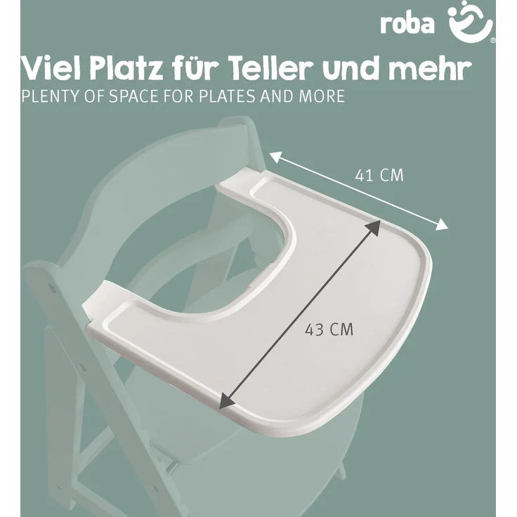 roba Plastikessbrett - Erweiterung & Zubehör für Hochstuhl Sit Up Flex, Liv Up & Born Up - Kompatibel mit Gurtsystem und Hochstuhlauflagen - Schnelle Klickbefestigung - Einfache Reinigung - Weiß – Bild 4