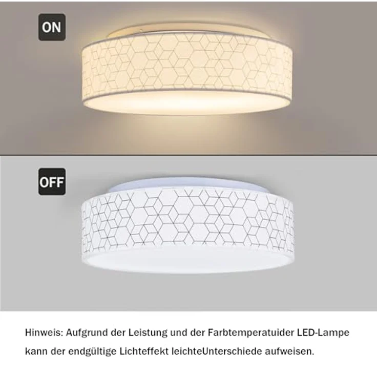 Zedelmaier Deckenlampe Stoff Rund 50cm E27x3 max. 40W Deckenleuchte Stoffschirm Wohnzimmer Schlafzimmer Küche Flur Kinderzimmer Lampe Decke Lampenschirm (Weiße Würfel,Ø50x13cm) – Bild 5