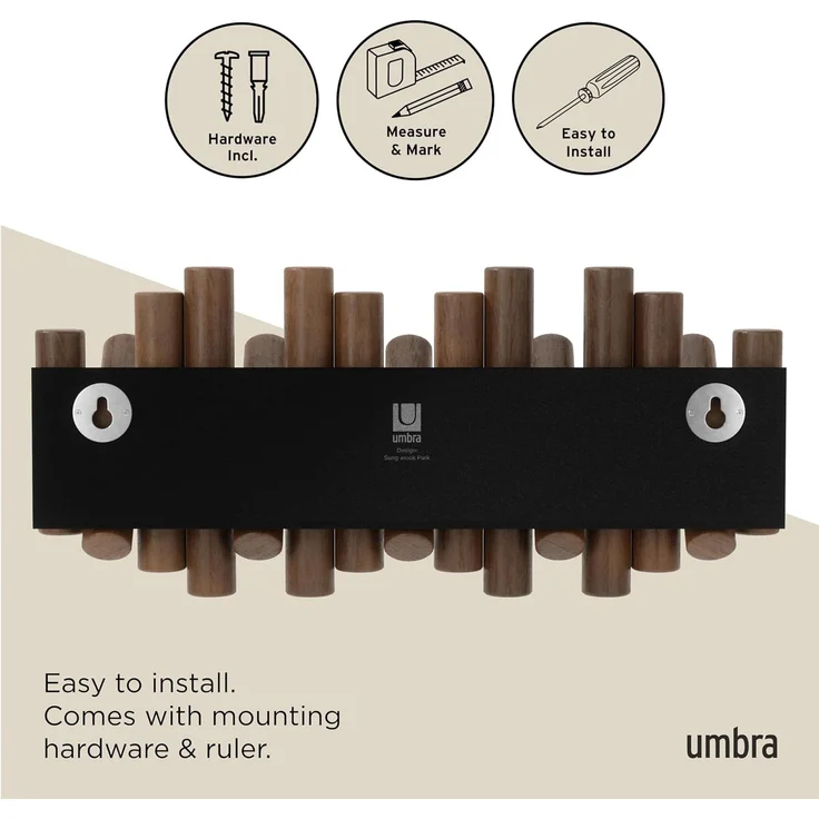 Umbra Picket mit 5 Garderobenhaken 1011471-746 walnussfarben Garderobenleiste – Bild 6