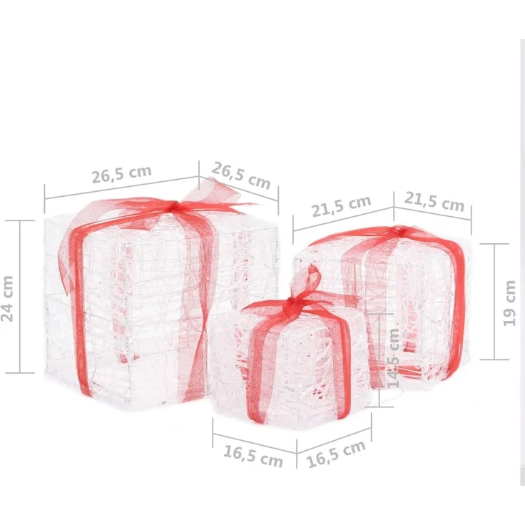vidaXL LED-Geschenkboxen 3 Stk. Weihnachtsdekoration Mehrfarbig 328793 – Bild 6