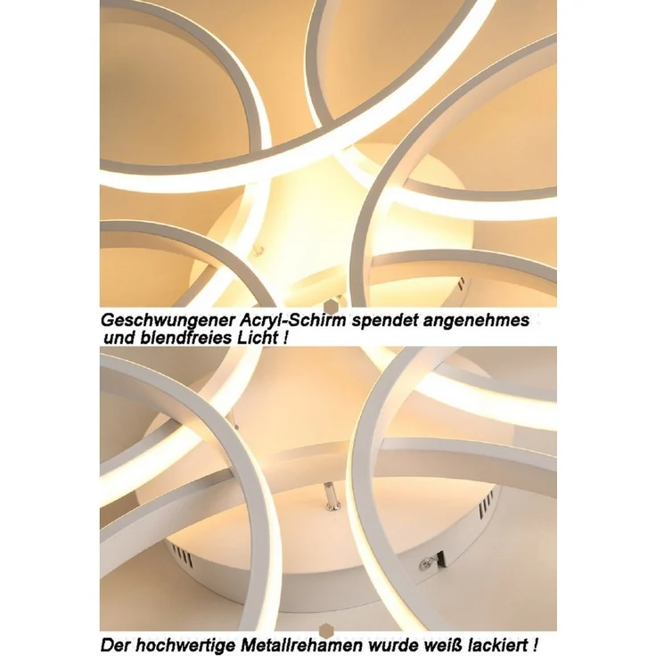 Eurotondisplay LED Deckenleuchte LED Deckenlampe Fernbedienung Lichtfarbe einstellbar dimmbar Leuchte, LED fest integriert, Warm- bis Kaltweiß einstellbar, Lichtfarbe und Helligkeit mit Fernbedienung einstellbar – Bild 2