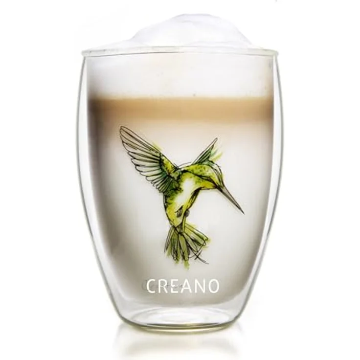 Creano Teeglas Tee-Glas, Latte Machiato, Thermobecher Kolibri Grün, 250ml, Borosilikatglas, 1x bedrucktes Glas – Bild 2