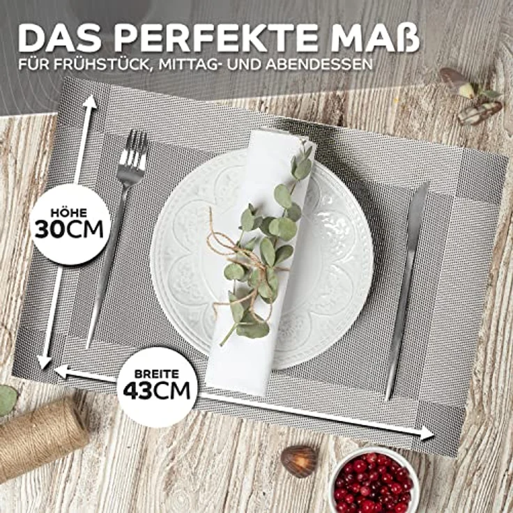 Loco Bird Platzset rechteckig aus PVC, (Tischset Abwischbar PVC-Untersetzer, 6-St, Waschbare Tischuntersetzer Platzdeckchen), Untersetzer PVC-Matte – Bild 3