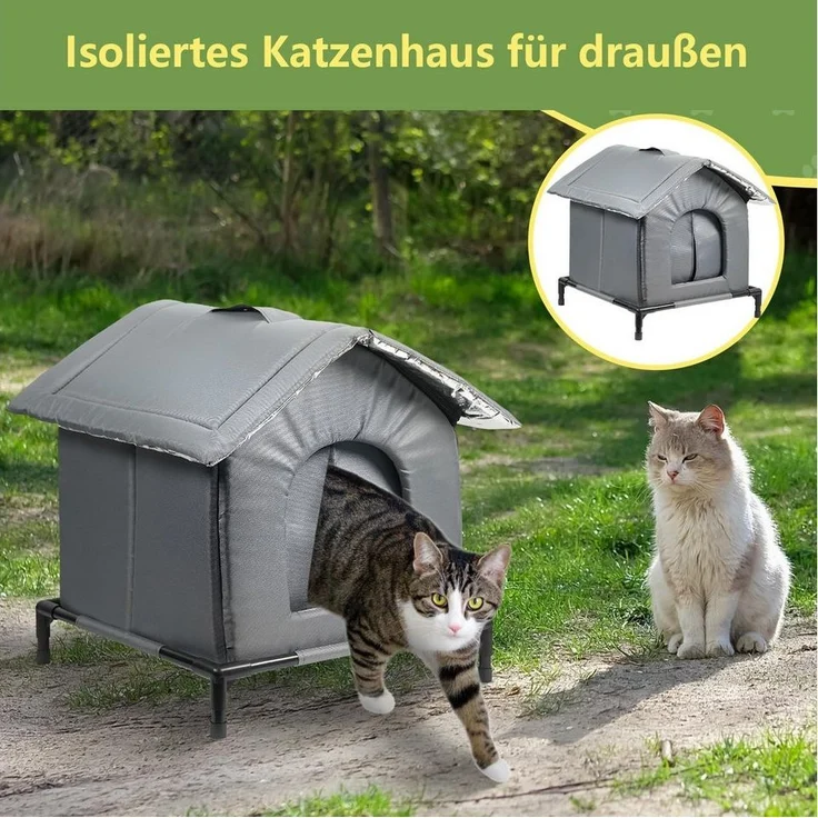 Ledander Tierhaus Wetterfestes und isoliertes Katzenhaus für draußen,Tierbett Katzenhaus, Katzenzelt, einfach aufzubauen, mit erhöhtem Boden für Schutz – Bild 3