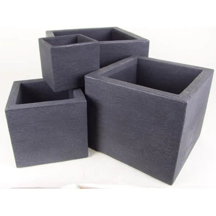 4er Set Pflanzkübel "Kubus" Übertöpfe Blumentopf 50cm Kunststoff