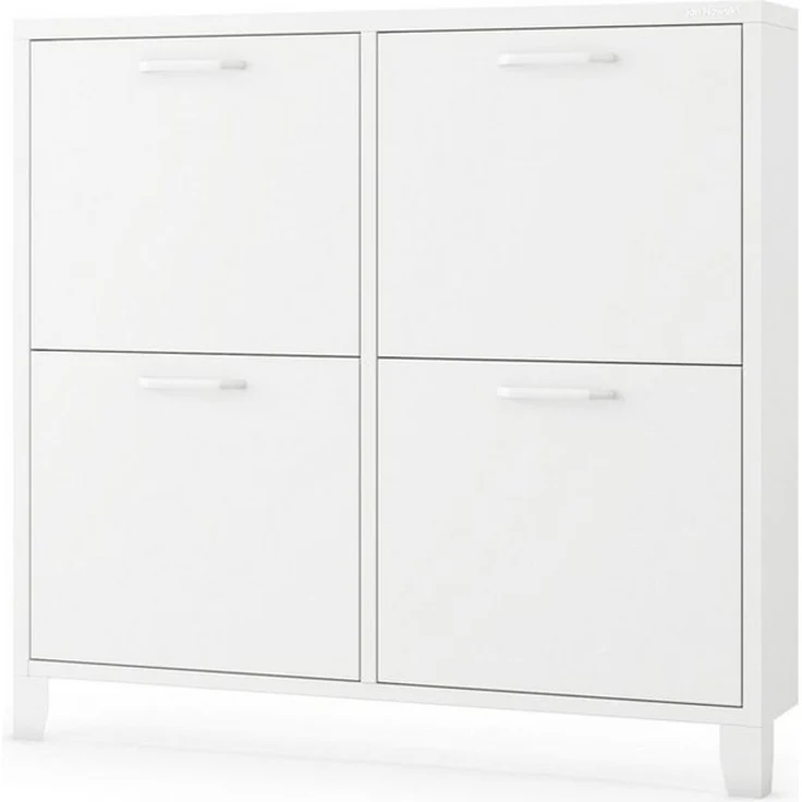 Jan Nowak Schuhschrank SHIRLEY Schuhschrank Schmal Metall Stahl 96x90x17cm 4 Fächer (Stahl 0,6mm, 4 Klappen, Kippschutz, Dübel inklusive) Wandmontage Magnete Dämpfer Pulverbeschichtet Modern – Bild 1