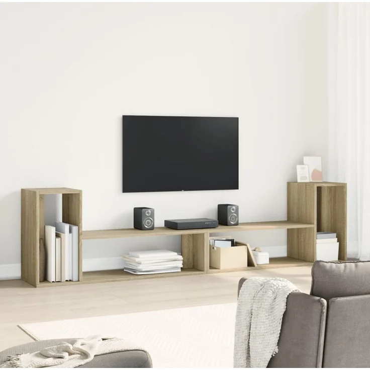 2 pcs TV-Schrank, Lowboard TV Sonoma-Eiche 100 x 30 x 50 cm Holzwerkstoff – Bild 3