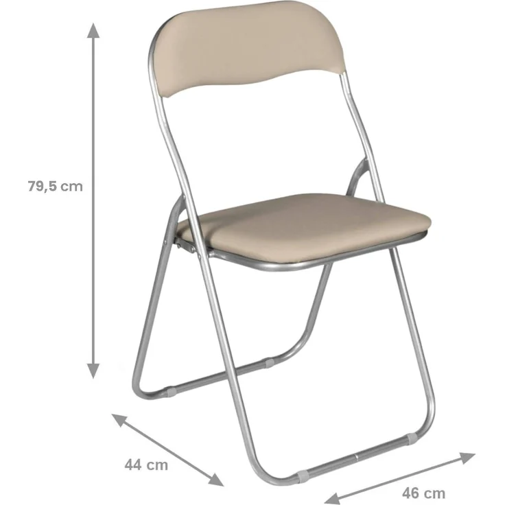 Dmora Set aus sechs Klappstühlen, Sandfarbe, Maße 43 x 47 x 78 cm – Bild 2