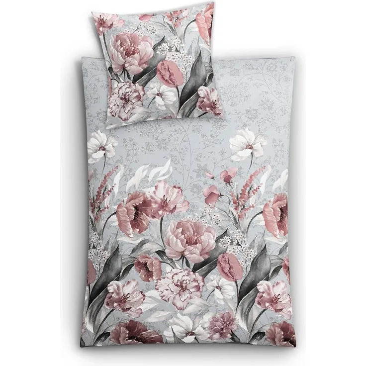 Kleine Wolke Bettwäsche Hanako, Mako-Satin, 2 teilig, mit floralem Dessin