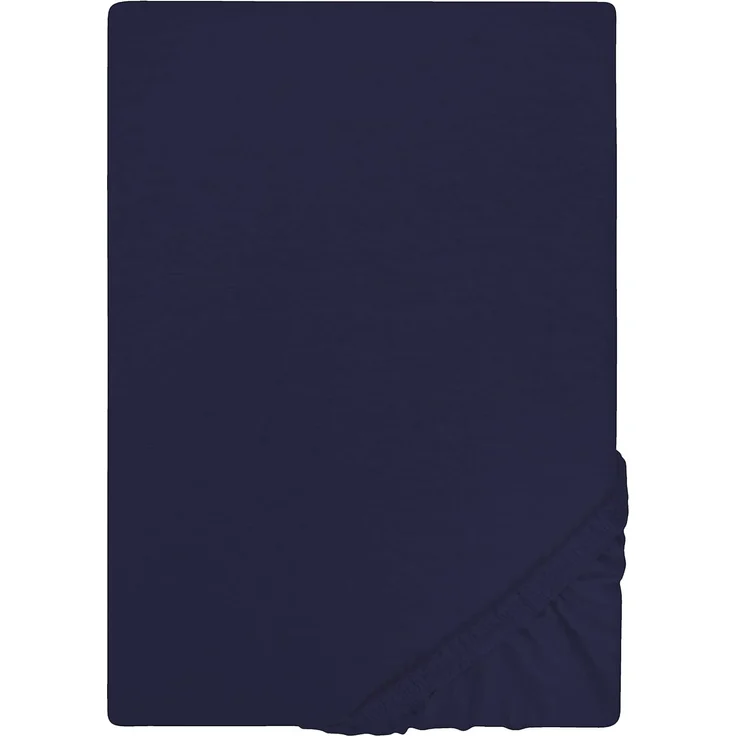 Biberna Jersey-Spannbetttuch, 100 % Baumwolle, Marine, 1x 90x190 cm - 100x200 cm – Bild 1